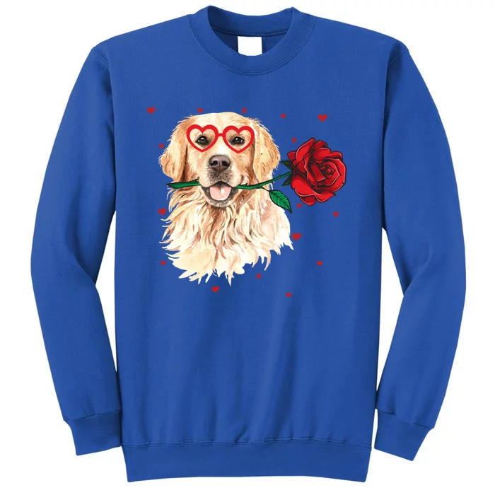 Golden Retriever Face Heart Glasses Valentines Day Dog Lover Great Gift Sweatshirt