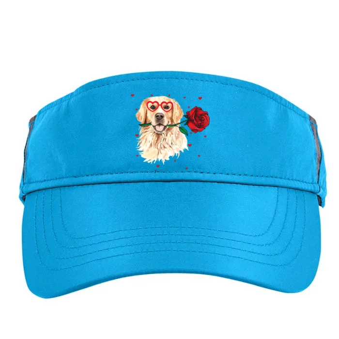 Golden Retriever Face Heart Glasses Valentines Day Dog Lover Great Gift Adult Drive Performance Visor