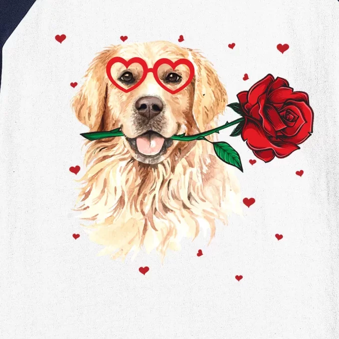 Golden Retriever Face Heart Glasses Valentines Day Dog Lover Great Gift Baseball Sleeve Shirt