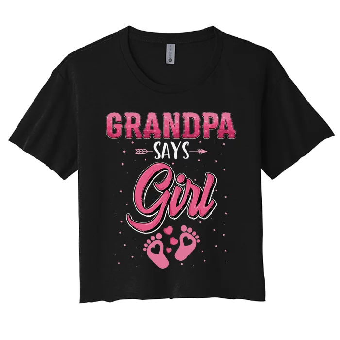 Gender reveal Grandpa dad matching family set Women's Crop Top Tee