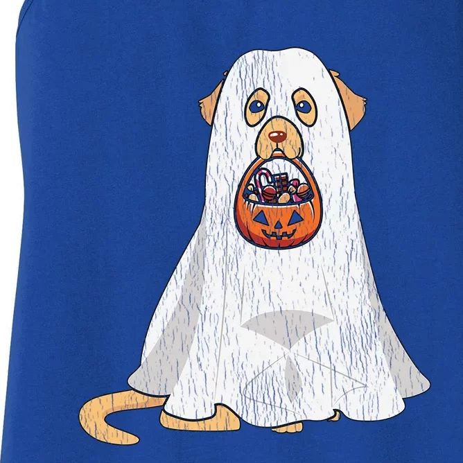 Golden Retriever Ghost Dog Mom Dad Trick Or Treat Halloween Gift Women's Racerback Tank