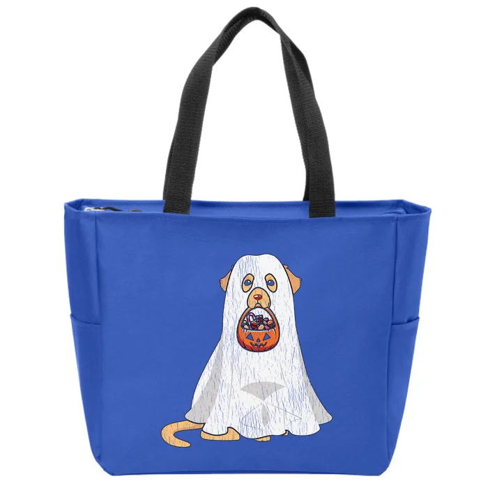 Golden Retriever Ghost Dog Mom Dad Trick Or Treat Halloween Gift Zip Tote Bag