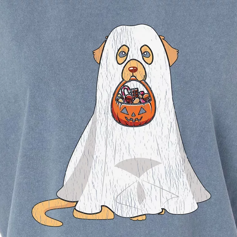 Golden Retriever Ghost Dog Mom Dad Trick Or Treat Halloween Gift Garment-Dyed Women's Muscle Tee