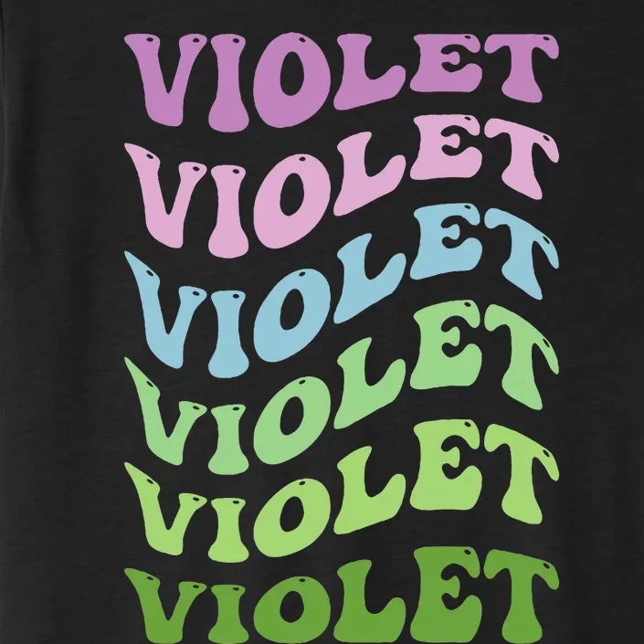 Girl Retro Groovy Violet First Name Personalized Birthday ChromaSoft Performance T-Shirt