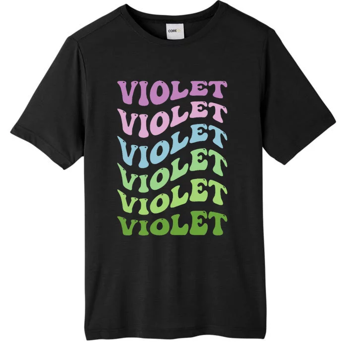 Girl Retro Groovy Violet First Name Personalized Birthday ChromaSoft Performance T-Shirt