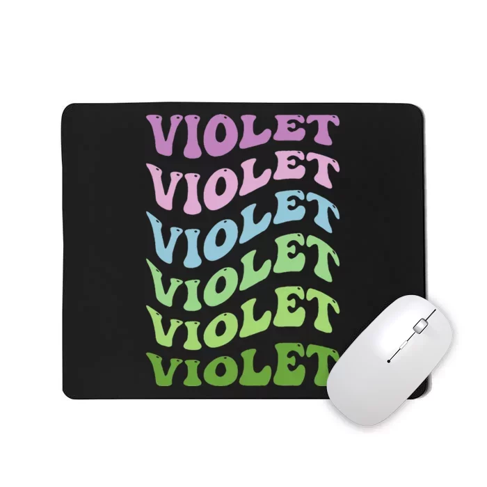 Girl Retro Groovy Violet First Name Personalized Birthday Mousepad