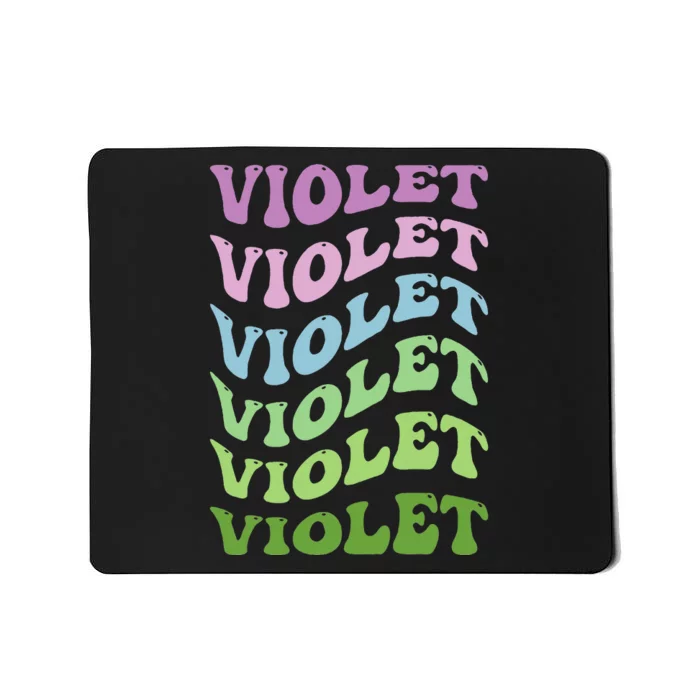 Girl Retro Groovy Violet First Name Personalized Birthday Mousepad