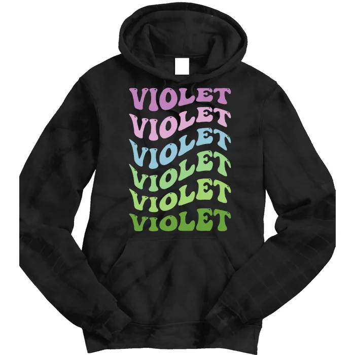 Girl Retro Groovy Violet First Name Personalized Birthday Tie Dye Hoodie