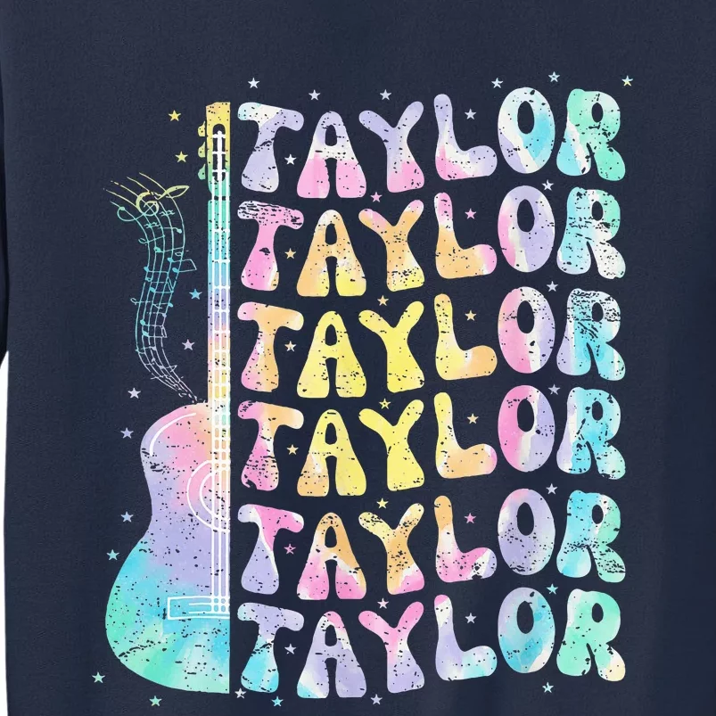 Girl Retro Groovy Taylor First Name Personalized 80S Pink Sweatshirt