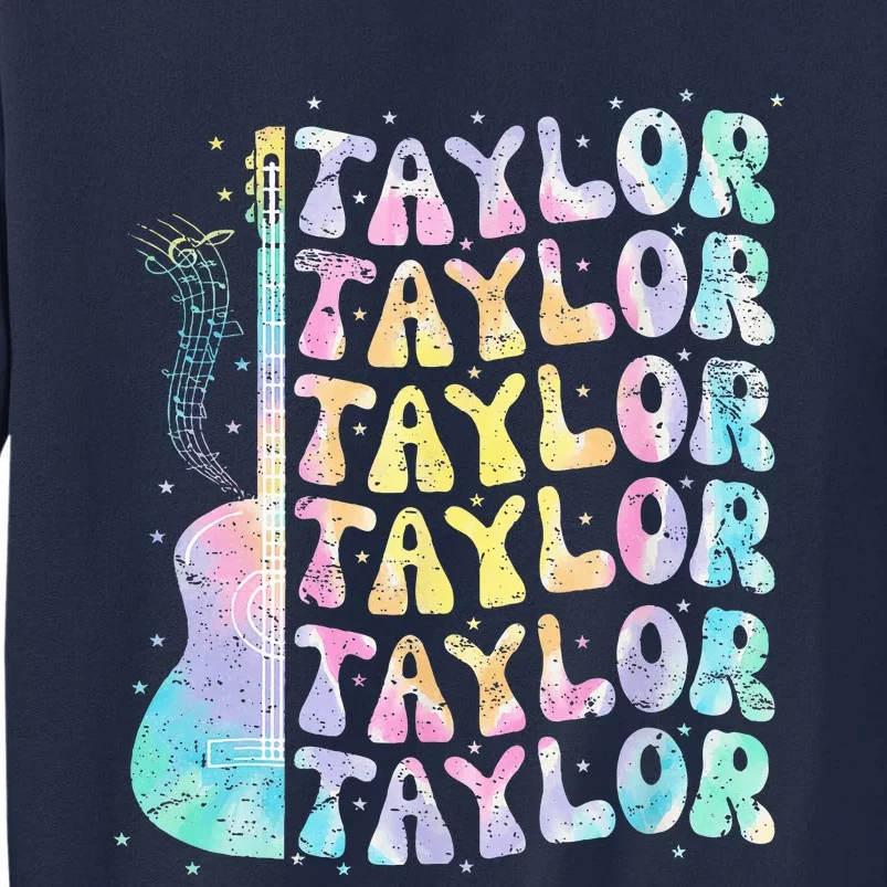 Girl Retro Groovy Taylor First Name Personalized 80S Pink Tall Sweatshirt