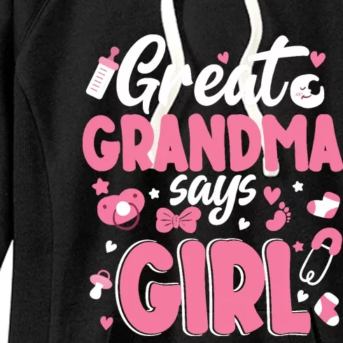 Gender Reveal Great Grandma Says Girl Baby Matching Family Long Sleeve Women's Fleece Hoodie