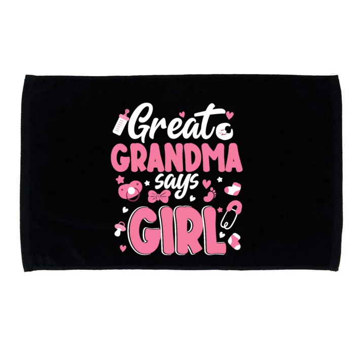 Gender Reveal Great Grandma Says Girl Baby Matching Family Long Sleeve Microfiber Hand Towel