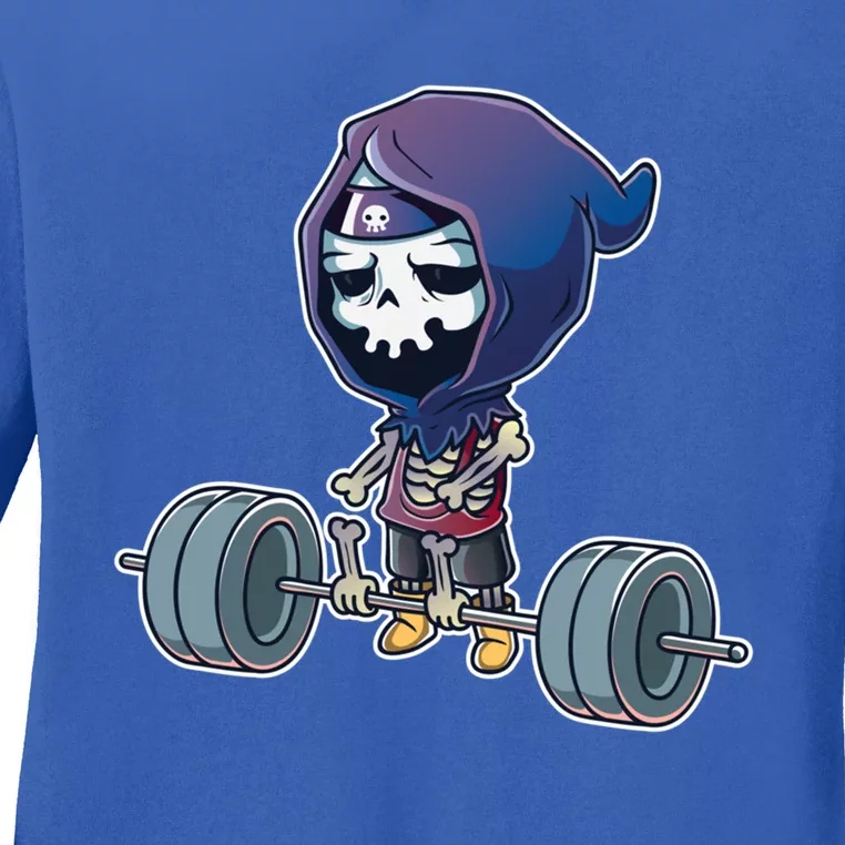 Gym Reaper Grim Reaper Deadlifts Workout Halloween Costume Great Gift Ladies Long Sleeve Shirt