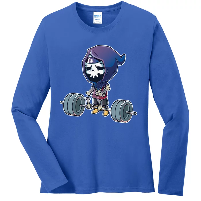 Gym Reaper Grim Reaper Deadlifts Workout Halloween Costume Great Gift Ladies Long Sleeve Shirt