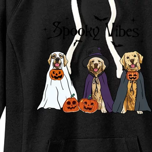 Golden Retriever Ghost Dogs Halloween Dog Witch Spooky Vibes Great Gift Women's Fleece Hoodie