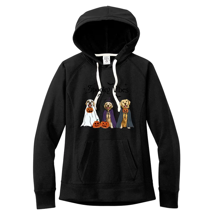 Golden Retriever Ghost Dogs Halloween Dog Witch Spooky Vibes Great Gift Women's Fleece Hoodie