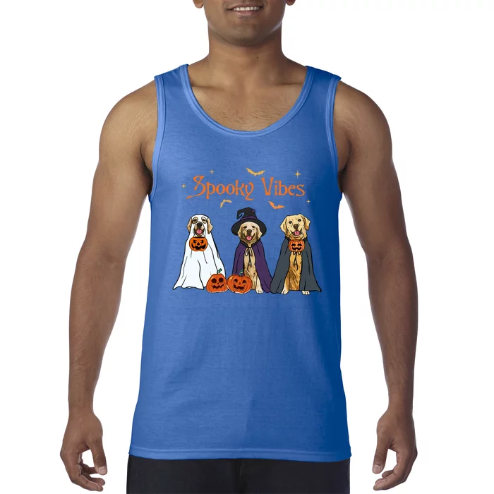 Golden Retriever Ghost Dogs Halloween Dog Witch Spooky Vibes Gift Tank Top