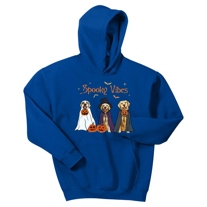 Golden Retriever Ghost Dogs Halloween Dog Witch Spooky Vibes Gift Kids Hoodie