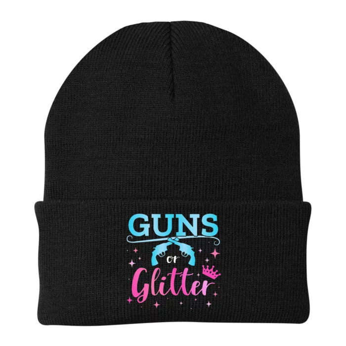 Gender reveal guns or glitter matching baby party Knit Cap Winter Beanie