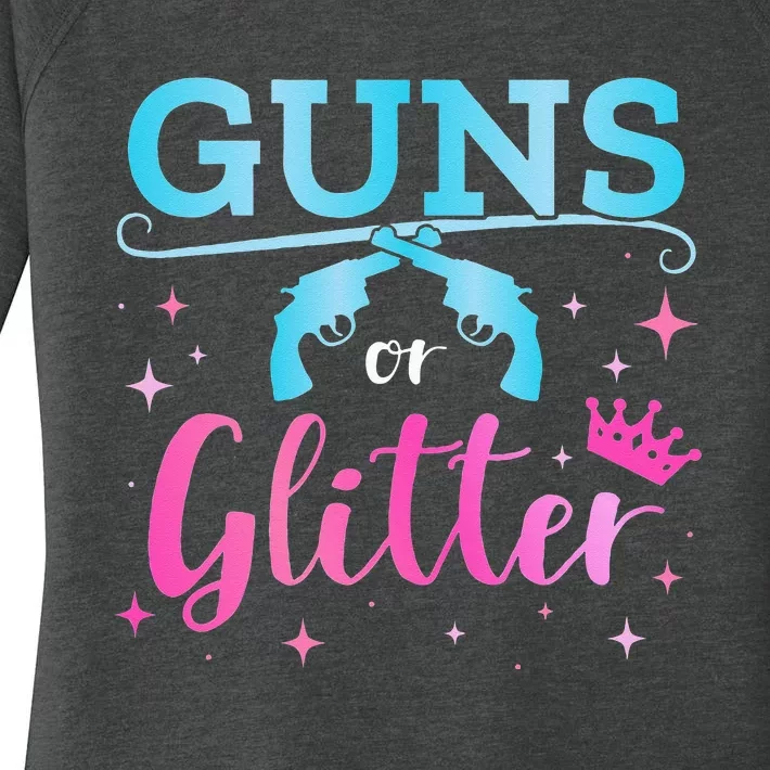 Gender reveal guns or glitter matching baby party Women's Perfect Tri Tunic Long Sleeve Shirt