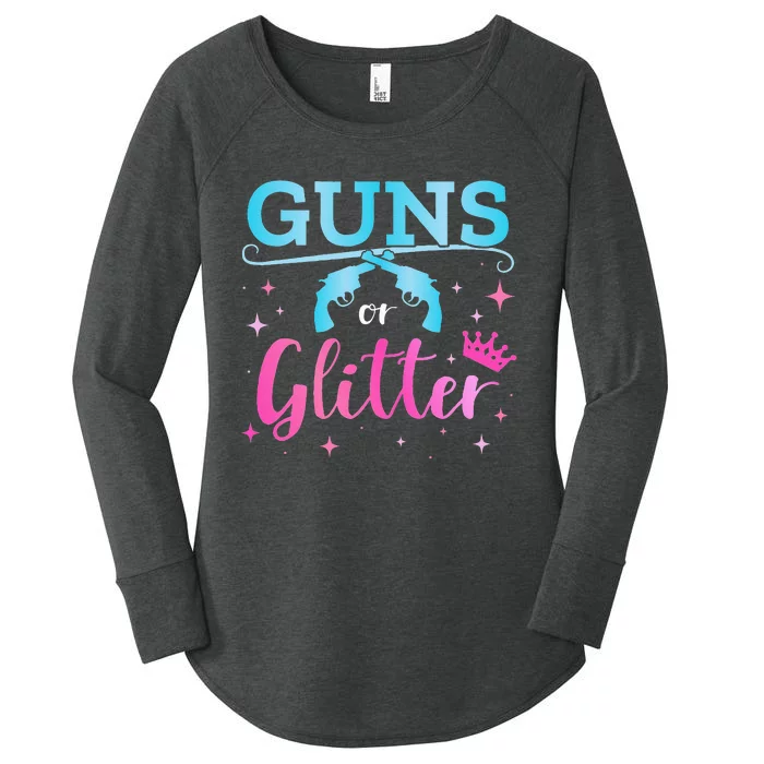 Gender reveal guns or glitter matching baby party Women's Perfect Tri Tunic Long Sleeve Shirt