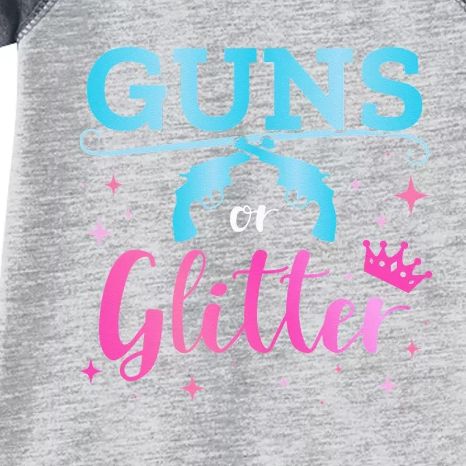 Gender reveal guns or glitter matching baby party Infant Baby Jersey Bodysuit