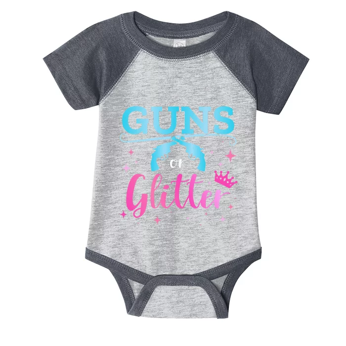 Gender reveal guns or glitter matching baby party Infant Baby Jersey Bodysuit