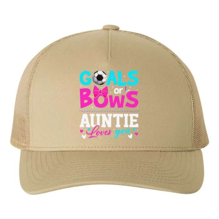 Gender Reveal Goals Or Bows Auntie Loves You Mother's Day Yupoong Adult 5-Panel Trucker Hat