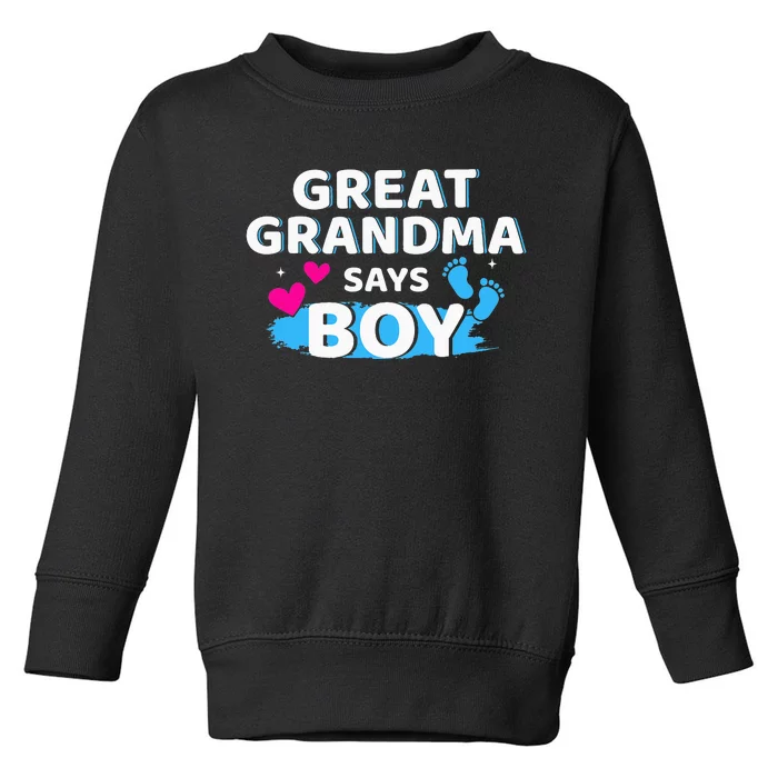 Gender reveal great grandma says matching baby party Toddler Sweatshirt