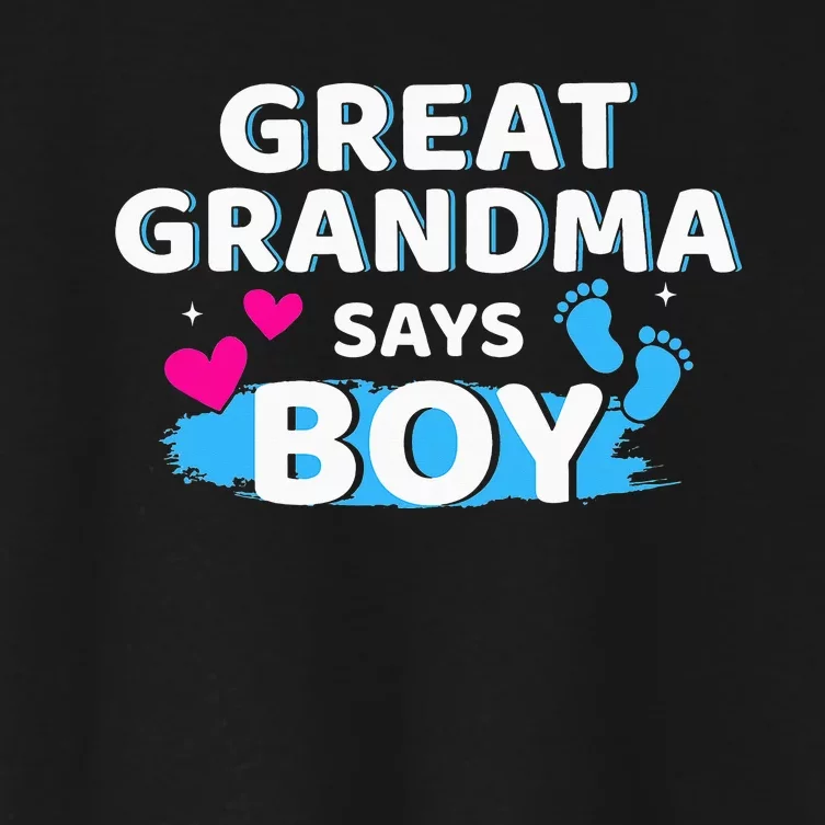 Gender reveal great grandma says matching baby party Women's Crop Top Tee