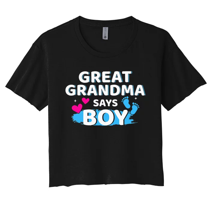 Gender reveal great grandma says matching baby party Women's Crop Top Tee