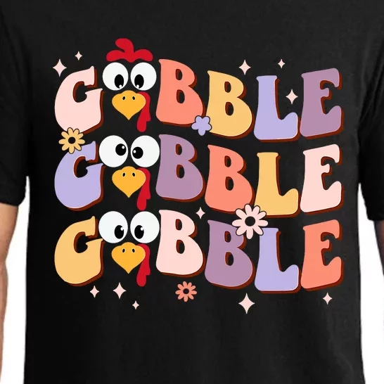 Groovy Retro Gobble Gobble Funny Thanksgiving Turkey Day Pajama Set