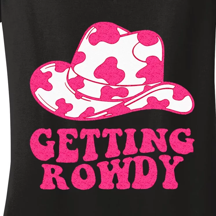 Getting Rowdy Getting Hitched Nashville Bachelorette Party Women's V-Neck T-Shirt