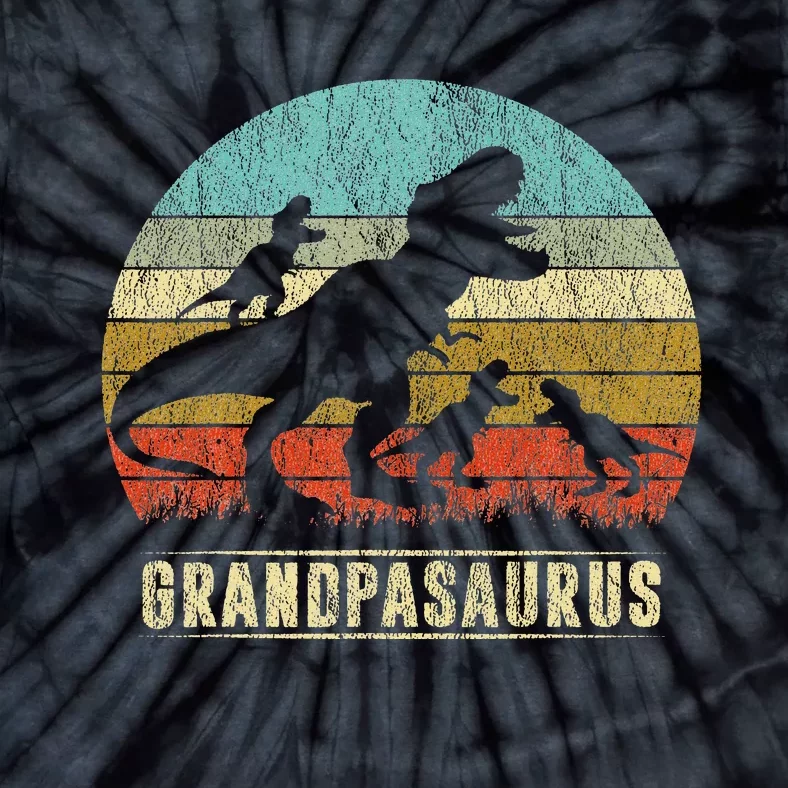 Grandpasaurus Rex Grandpa Dinosaur 3 three Father's Day Tie-Dye T-Shirt