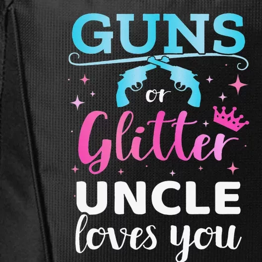 Gender reveal guns or glitter uncle matching baby party City Backpack