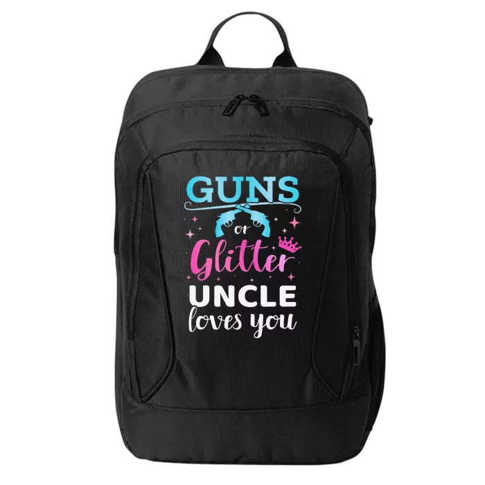 Gender reveal guns or glitter uncle matching baby party City Backpack