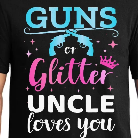 Gender reveal guns or glitter uncle matching baby party Pajama Set