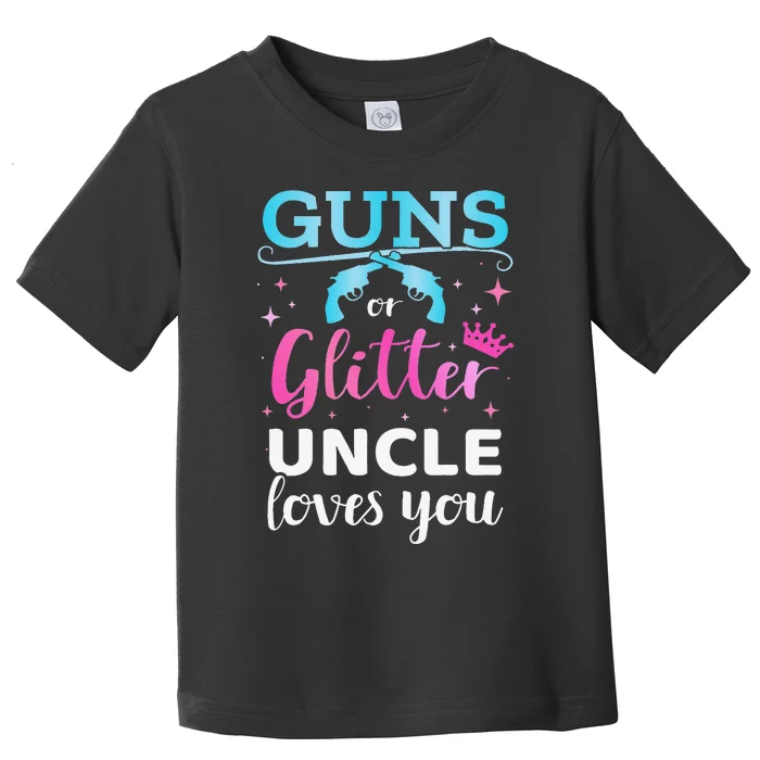 Gender reveal guns or glitter uncle matching baby party Toddler T-Shirt