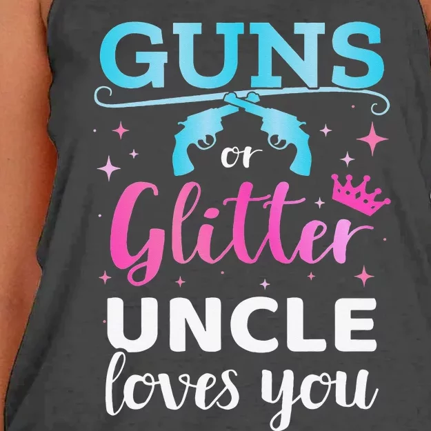 Gender reveal guns or glitter uncle matching baby party Women's Knotted Racerback Tank