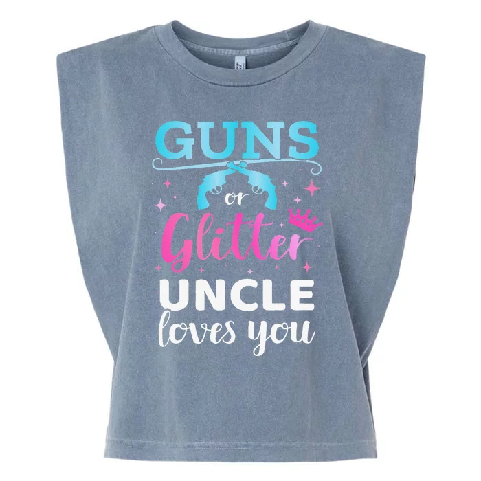 Gender reveal guns or glitter uncle matching baby party Garment-Dyed Women's Muscle Tee