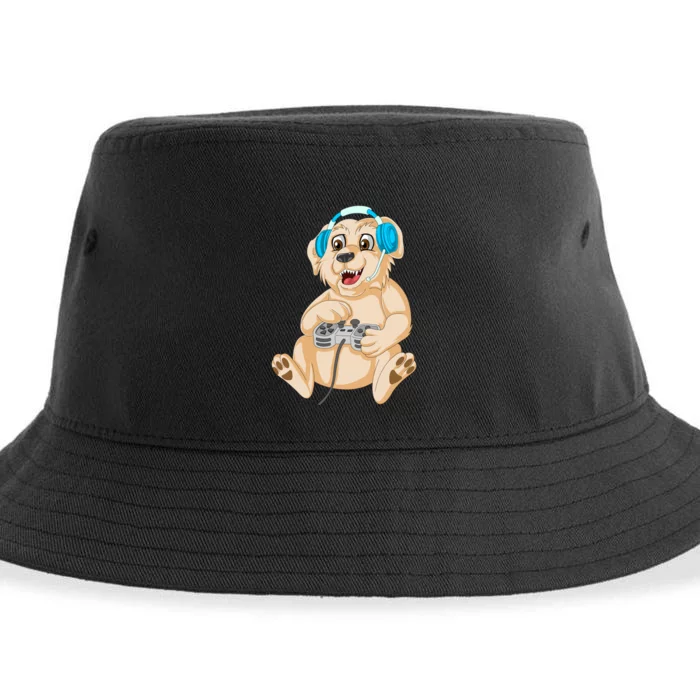 Golden Retriver Gamer Sustainable Bucket Hat