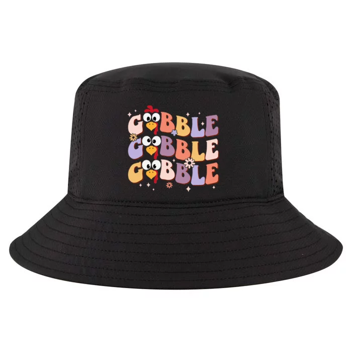 Groovy Retro Gobble Gobble Happy Thanksgiving Turkey Day Cool Comfort Performance Bucket Hat