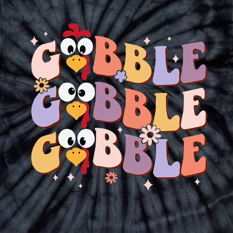 Groovy Retro Gobble Gobble Happy Thanksgiving Turkey Day Tie-Dye T-Shirt