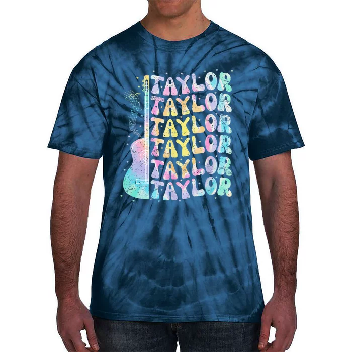 Girl Retro Groovy Taylor First Name Personalized 80S Pink Tie-Dye T-Shirt