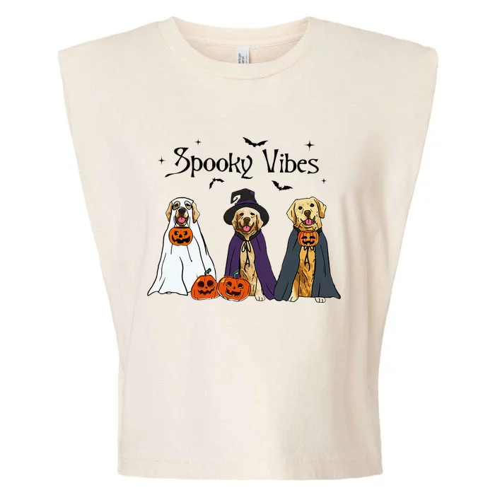 Golden Retriever Ghost Dogs Halloween Dog Witch Spooky Vibes Garment-Dyed Women's Muscle Tee