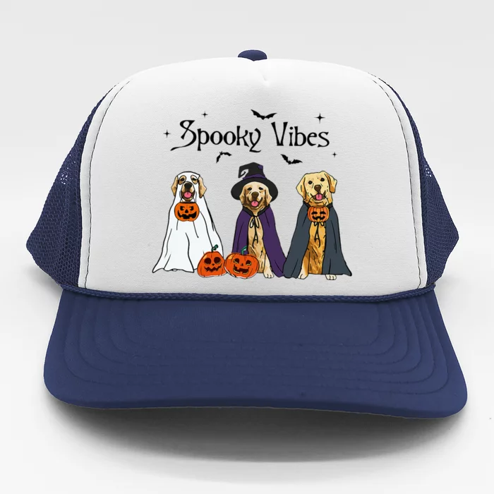 Golden Retriever Ghost Dogs Halloween Dog Witch Spooky Vibes Trucker Hat