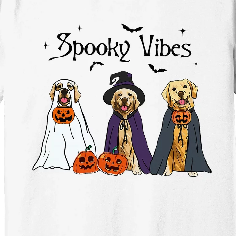 Golden Retriever Ghost Dogs Halloween Dog Witch Spooky Vibes Premium T-Shirt