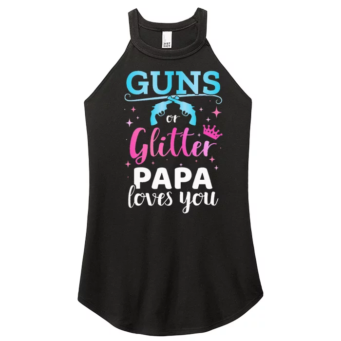 Gender reveal guns or glitter papa matching baby party Women’s Perfect Tri Rocker Tank