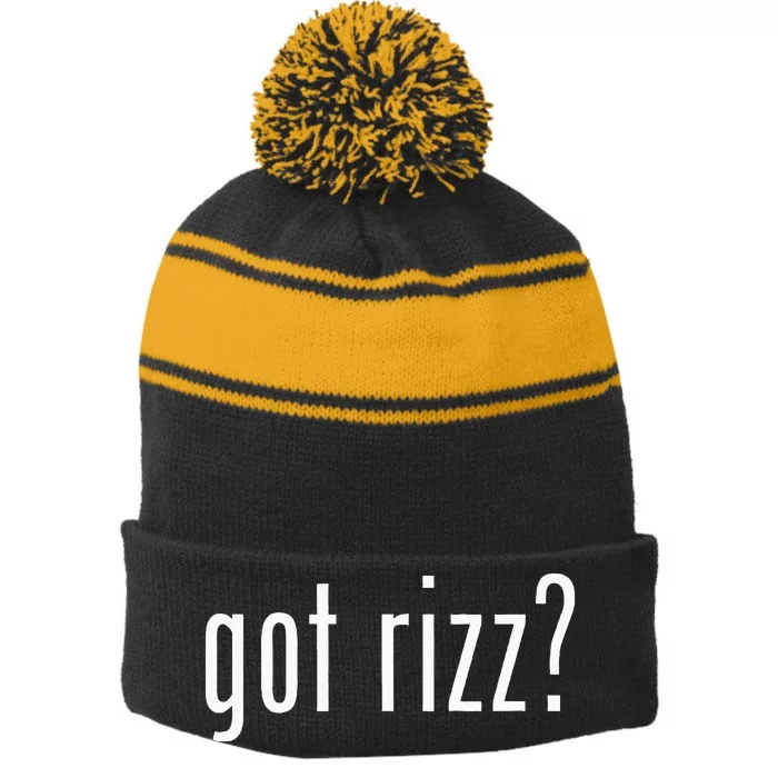 Got Rizz Stripe Pom Pom Beanie