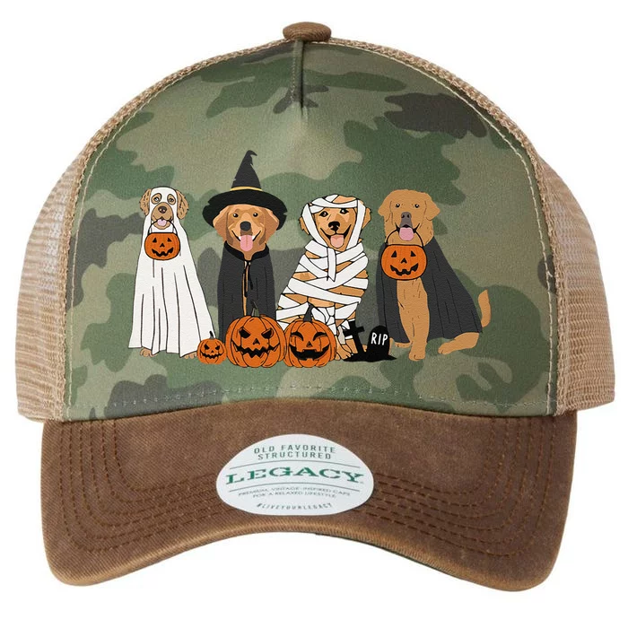 Golden Retriever Ghost Dog Halloween Golden Retriever Witch Gift Legacy Tie Dye Trucker Hat